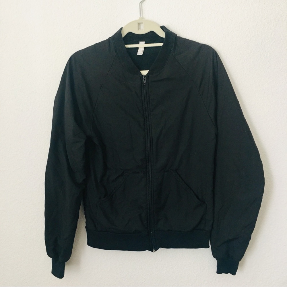 American Apparel Black Zip Bomber Jacket